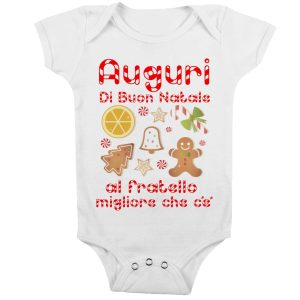 Body Natale Neonato – Auguri di Buon Natale al Fratello migliore che c’è – Body Neonato Fratello – Tutina Natale Neonato – Vestito Natale Neonato – Regalo Natale Neonato