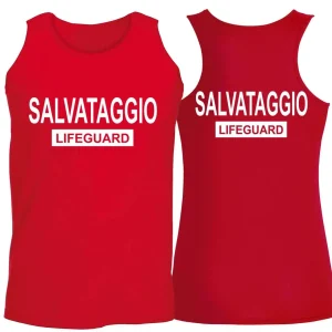 Canotta SALVATAGGIO LIFEGUARD – Uomo – Donna – Bagnino – Canottiere – Assistente Bagnanti – Stazione balneare – Fronte Retro