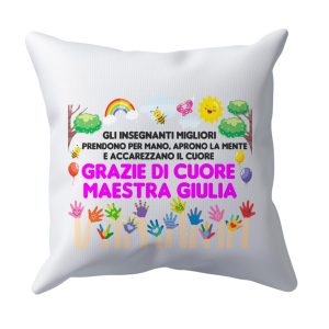 Cuscino per Maestra Nome Personalizzabile Grazie di cuore maestra Gli insegnanti migliori prendono per mano bambino Alunno Scuola Materna Elementare Idea Regalo Maestra
