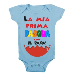 Body Neonato Pasqua – La mia Prima Pasqua con il Papà – Manica Corta – Maschietto – Femminuccia – Idea Regalo