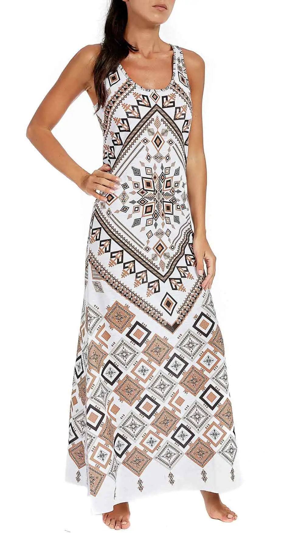 Abito lungo Effek fantasia geometrica F18F1A017WH - immagine 2