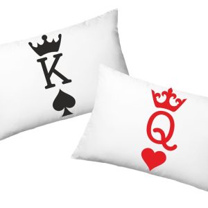 Coppia Federe  Amore – King and Queen – Festa Innamorati – Cuscino San Valentino- Idea Regalo Fidanzata – Regalo per Coppia