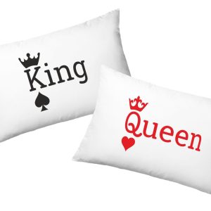Coppia Federe  Amore – King e Quenn- Re  e Regina – Festa Innamorati – Cuscino San Valentino- Idea Regalo Fidanzata – Regalo per Coppia