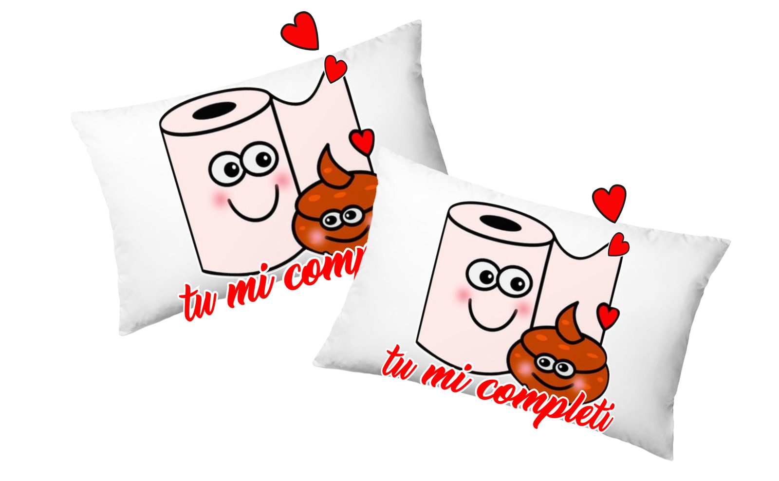 Coppia Federe Amore -Tu mi completi – Festa Innamorati – Cuscino San Valentino- Idea Regalo Fidanzata – Regalo per Coppia