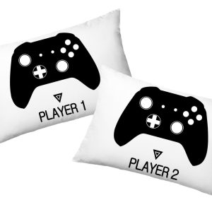 Coppia Federe  Amore – Player 1 e Player 2 – Lui e Lei – Festa Innamorati – Cuscino San Valentino- Idea Regalo Fidanzata – Regalo per Coppia