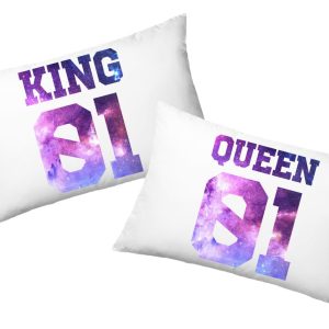 Coppia Federe  Amore – King 01 – Queen 01 – Festa Innamorati – Cuscino San Valentino- Idea Regalo – Regalo per Coppia