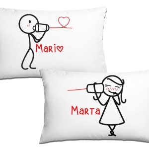 Coppia Federe San Valentino Personalizzabili – Parole Romantiche [ PERSONALIZZA NOMI] – Federe Cuscino Letto Matrimoniale – Amore – Lui Lei – Innamorati – Idee Regalo Casa