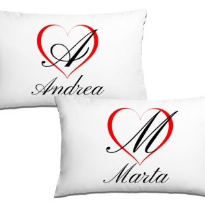 Coppia Federe San Valentino Personalizzabili – Coppia Iniziale Nomi – [ PERSONALIZZA NOMI] – Federe Cuscino Letto Matrimoniale – Amore – Lui Lei – Innamorati – Idee Regalo Casa