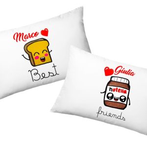 Coppia Federe  Personalizzate – Amore – Migliore Amico – Best Friends – Latte e Cereali – [PERSONALIZZA NOMI] – Festa Innamorati – Cuscino San Valentino- Idea Regalo Fidanzata – Regalo per Coppia