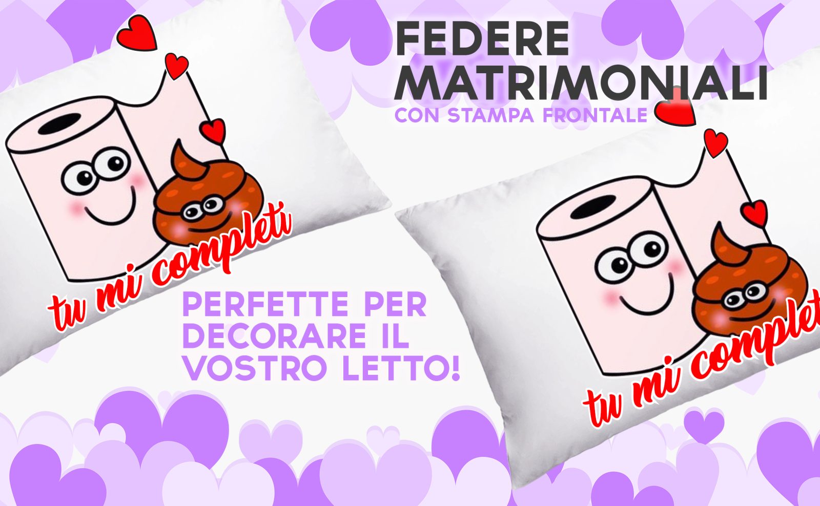 Coppia Federe Amore -Tu mi completi – Festa Innamorati – Cuscino San Valentino- Idea Regalo Fidanzata – Regalo per Coppia - immagine 3