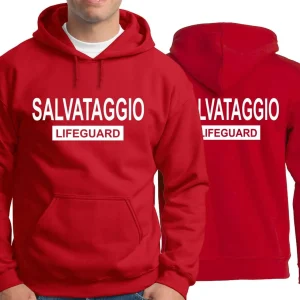 Felpa SALVATAGGIO LIFEGUARD – Uomo – Donna – Bagnino – Felpe – Assistente Bagnanti – Stazione balneare – Fronte Retro