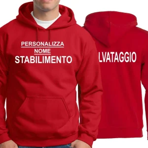 Felpa SALVATAGGIO PERSONALIZZABILE – Uomo – Donna – Personalizza NOME STABILIMENTO – Stazione balneare – Fronte Retro