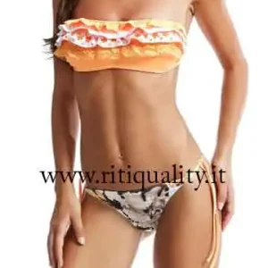 Bikini a fascia con volant arancio FK17-2B250U