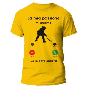 Tshirt Sport Divertente – Hockey – La Mia Passione mi chiama e io Devo Andare – Idea Regalo Uomo