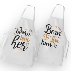 Coppia Grembiuli  Amore – Born to love Her- Born to love Her – Festa Innamorati  – SanValentino – Idea Regalo Fidanzata – Regalo per Coppia