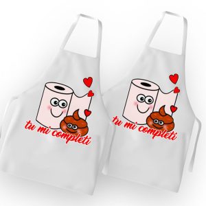 Coppia Grembiuli  Amore -Tu mi completi – Festa Innamorati  – SanValentino – Idea Regalo Fidanzata – Regalo per Coppia