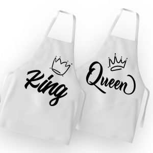 Coppia Grembiuli  Amore -King Quenn corona- Festa Innamorati  – SanValentino – Idea Regalo Fidanzata – Regalo per Coppia