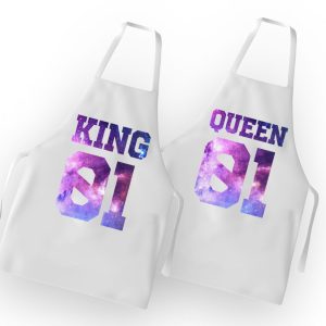 Coppia Grembiuli  Amore – King 01 – Queen 01 – Festa Innamorati  – SanValentino – Idea Regalo – Regalo per Coppia
