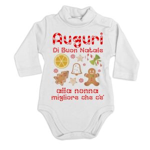 Body Lupetto Natale Neonato – Auguri di Buon Natale alla Nonna migliore che c’è – Body Neonato Nonna – Tutina Natale Neonato – Vestito Natale Neonato – Regalo Natale Neonato