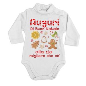 Body Lupetto Natale Neonato – Auguri di Buon Natale alla Zia migliore che c’è – Body Neonato Zia – Tutina Natale Neonato – Vestito Natale Neonato – Regalo Natale Neonato