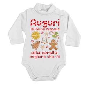 Body Lupetto Natale Neonato – Auguri di Buon Natale alla Sorella migliore che c’è – Body Neonato Sorella – Tutina Natale Neonato – Vestito Natale Neonato – Regalo Natale Neonato