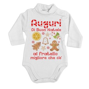 Body Lupetto Natale Neonato – Auguri di Buon Natale al Fratello migliore che c’è – Body Neonato Fratello – Tutina Natale Neonato – Vestito Natale Neonato – Regalo Natale Neonato