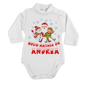 Body Lupetto Natale Neonato – Body Neonato Personalizzato – Buon Natale da [PERSONALIZZA NOME] – Vestito Natale Neonato – Regalo Natale Neonato