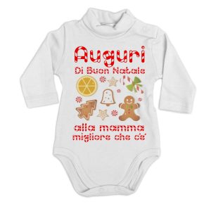 Body Lupetto Natale Neonato – Auguri di Buon Natale alla Mamma migliore che c’è – Body Neonato Mamma – Tutina Natale Neonato – Vestito Natale Neonato – Regalo Natale Neonato