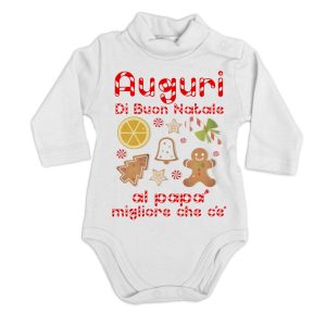 Body Lupetto Natale Neonato – Auguri di Buon Natale al Papà migliore che c’è – Body Neonato Papà – Tutina Natale Neonato – Vestito Natale Neonato – Regalo Natale Neonato