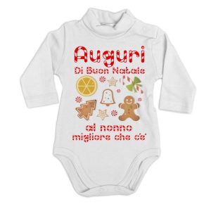 Body Lupetto Natale Neonato – Auguri di Buon Natale al Nonno migliore che c’è – Body Neonato Nonno – Tutina Natale Neonato – Vestito Natale Neonato – Regalo Natale Neonato