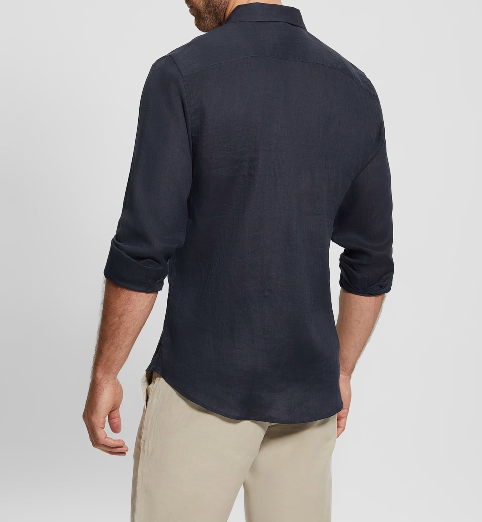 M2YH44WERX0 Guess camicia bianca/blu in lino - immagine 3