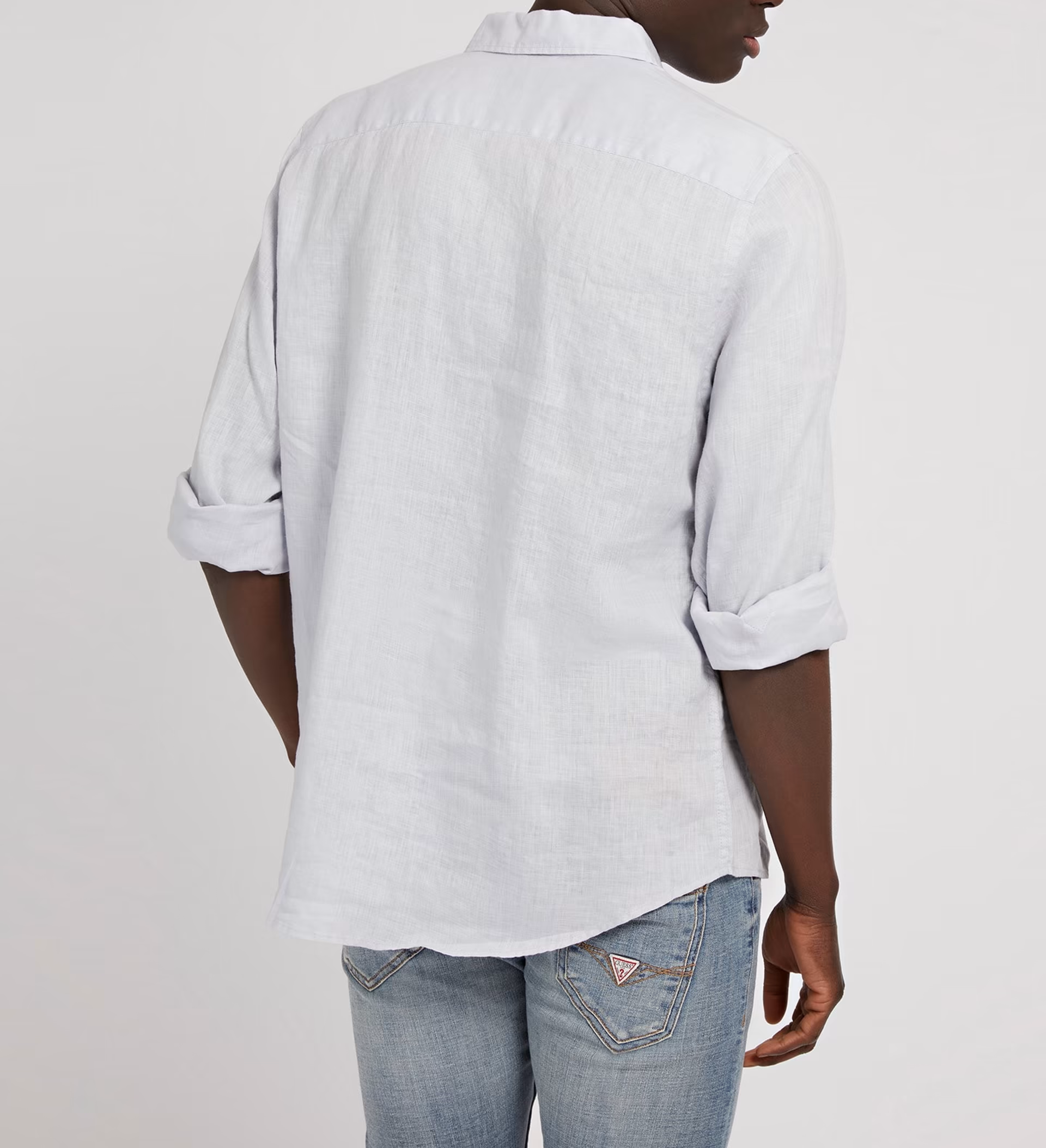 M2YH44WERX0 Guess camicia bianca/blu in lino - immagine 6