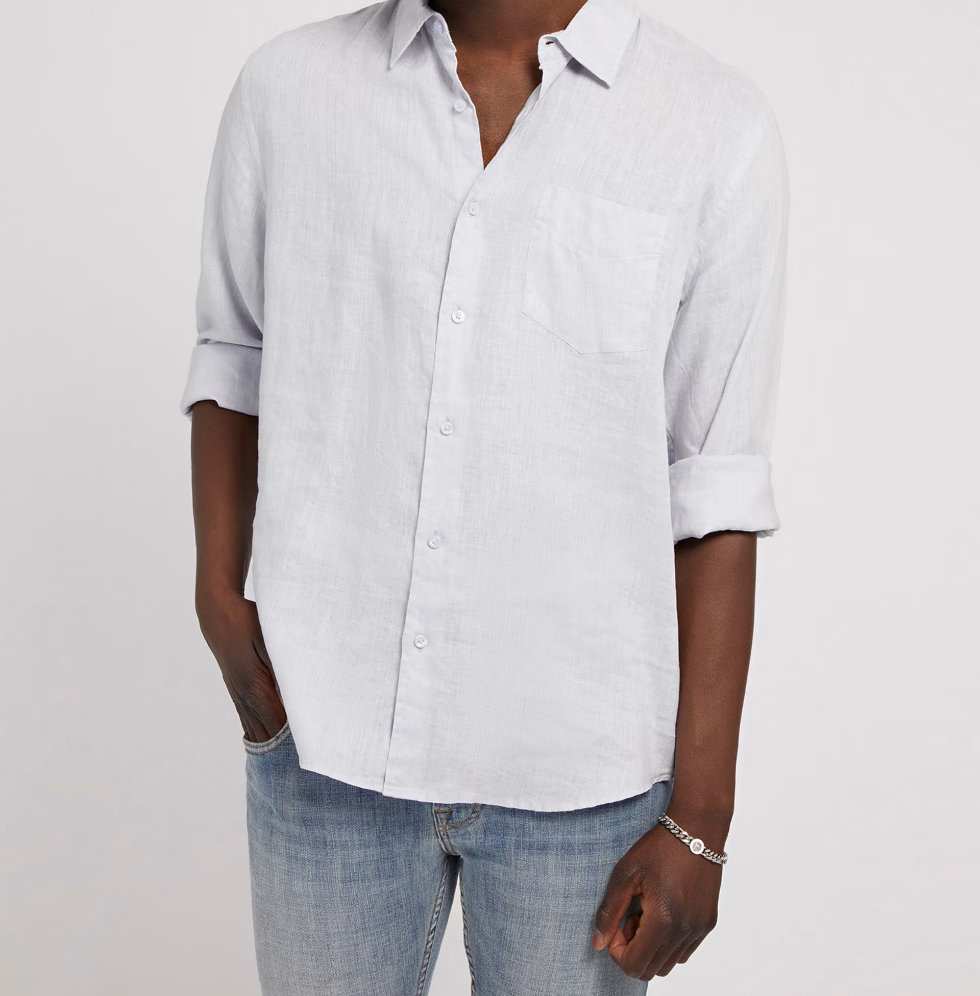 M2YH44WERX0 Guess camicia bianca/blu in lino - immagine 5