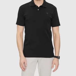 Polo Guess Nolan Blu/Nero marchio triangolo M4GP66KC701