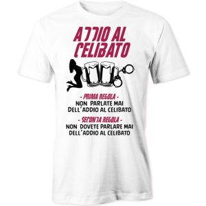 Maglietta Addio al Celibato – Prima Regola Non parlate mai dell’Addio al Celibato – Tshirt Sposo – Festa di Addio al Celibato – FightClub – Parodia – Regalo