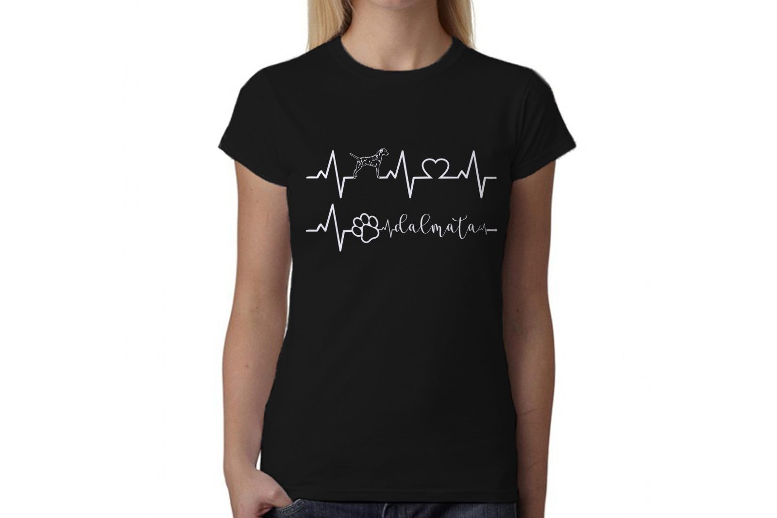 Maglietta Dalmata Donna – Elettrocardiogramma Dalmata – Dalmata Love – Tshirt Dalmata Donna – Maglietta Divertente Donna Dalmata – Idea Regalo Donna
