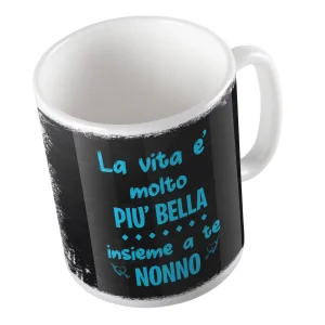 Tazza in Ceramica – Tazza Festa dei Nonni – La vita è molto più bella insieme a te Nonno – Festa dei Nonni Regalo – Nonno Idee Regalo – Gadget Festa dei Nonni