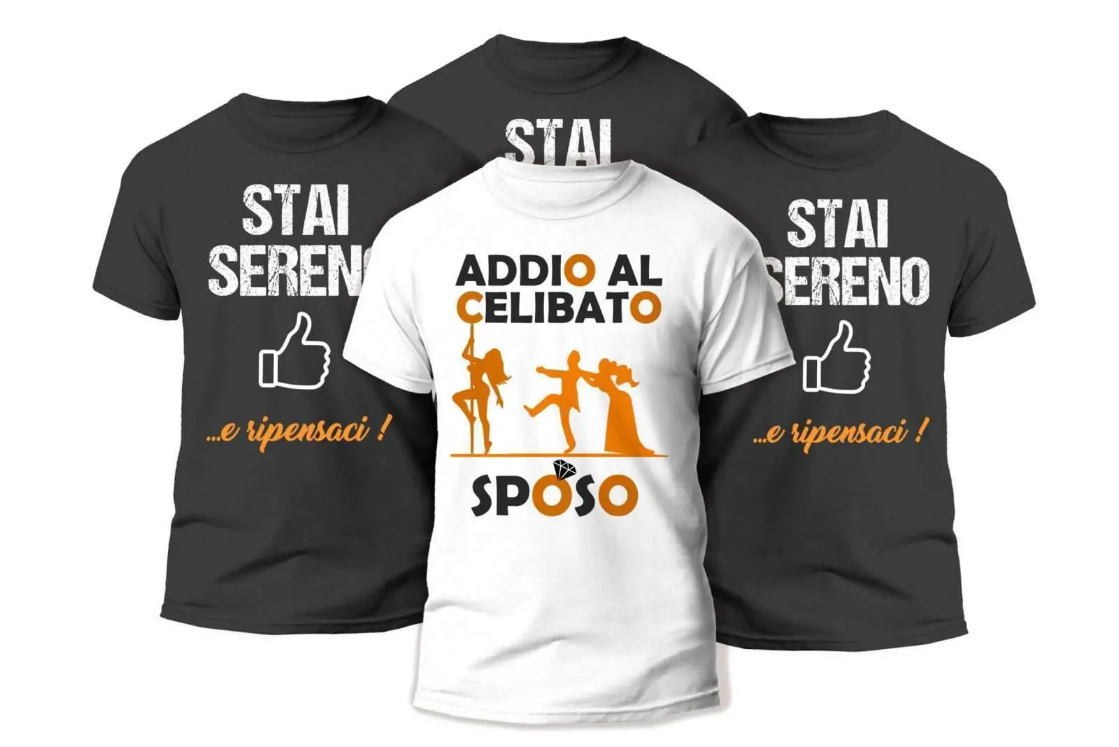 Pacchetto Magliette Addio al Celibato – Sposo – Anello – Ragazza Sexy – Stai Sereno e Ripensaci! – T-shirt Divertente – Tshirt Celibato – Idea Regalo - immagine 2
