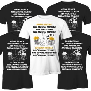 Pacchetto Tshirt Celibato – Prima Regola Non Parlate Mai dell’Addio al Celibato – Set magliette Celibato – FightClub – T-shirt Parodia – Matrimonio – Regalo