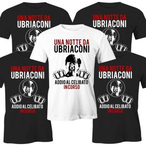 Pacchetto Tshirt Addio al Celibato – Una Notte da Ubriaconi – Magliette divertenti celibato – Birra – baldoria – Set magliette Celibato – Parodia – Leoni – Idee Regalo