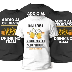 Pacchetto Magliette Addio al Celibato – Io mi Sposo gli altri sono qui per bere – Drinking Team – T-shirt Divertenti – Tshirt Festa Celibato – Idea Regalo