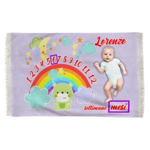 Coperta Neonato – Mesi Settimane – Nome Personalizzato – Arcobaleno – Colori – Neo Mamma – Primo Mese