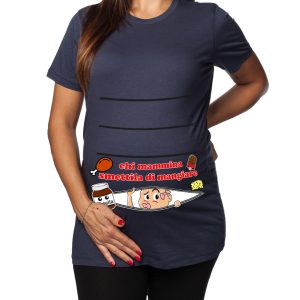 Tshirt Premaman Donna – Bimbo Zip – Ehi Mammina – Smettila di mangiare – Tshirt Gravidanza Divertenti – Idee Regalo Futura Mamma