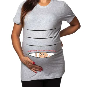 Tshirt Premaman Donna – Bimbo Zip – Papino non vedo l’ora di conoscerti – Maschietto – Tshirt Gravidanza Divertenti – Idee Regalo Futura Mamma