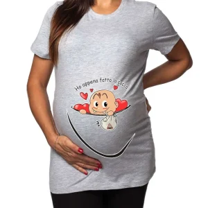 Tshirt Premaman Donna – Bimbo Zip – Ho Appena fatto la Cacca – La Dolcezza sta Arrivando – Maschietto – Tshirt Gravidanza Divertenti – Idee Regalo Futura Mamma