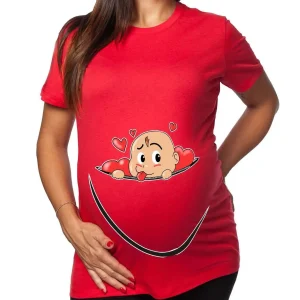 Tshirt Premaman Donna – Bimbo Zip – Linguaccia – Cuori – Maschietto – Tshirt Gravidanza Divertenti – Idee Regalo Futura Mamma