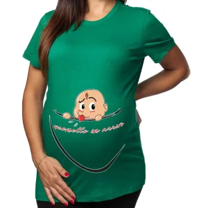 Tshirt Premaman Donna – Bimbo Zip – Monello in Arrivo – Maschietto – Tshirt Gravidanza Divertenti – Idee Regalo Futura Mamma