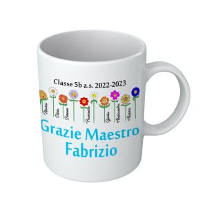 Tazza Maestro Personalizzabile Nome Maestro Alunni Classe Anno Scolastico Fiori Colori Firme Nomi Bambini Alunni Maestri Educatore Idea Regalo Maestro Maschio