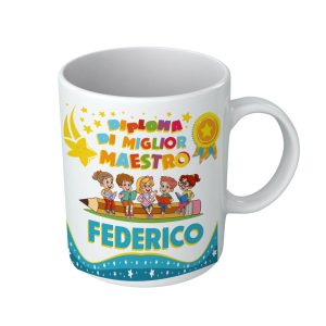 Tazza Maestro Nome Personalizzabile Diploma di Miglior Maestro Insegnanti Maestro Uomo Fine anno scolastico Bambini Alunni Regali Maestro Scuola Tazze Colazione 330ML