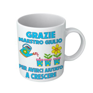 Tazza Maestro Nome Personalizzato Fiore Imparare crescere annaffiare Fine Scuola Materna Asilo Elementare Alunni Bambini Insegnate maschio Idee Regalo Maestri